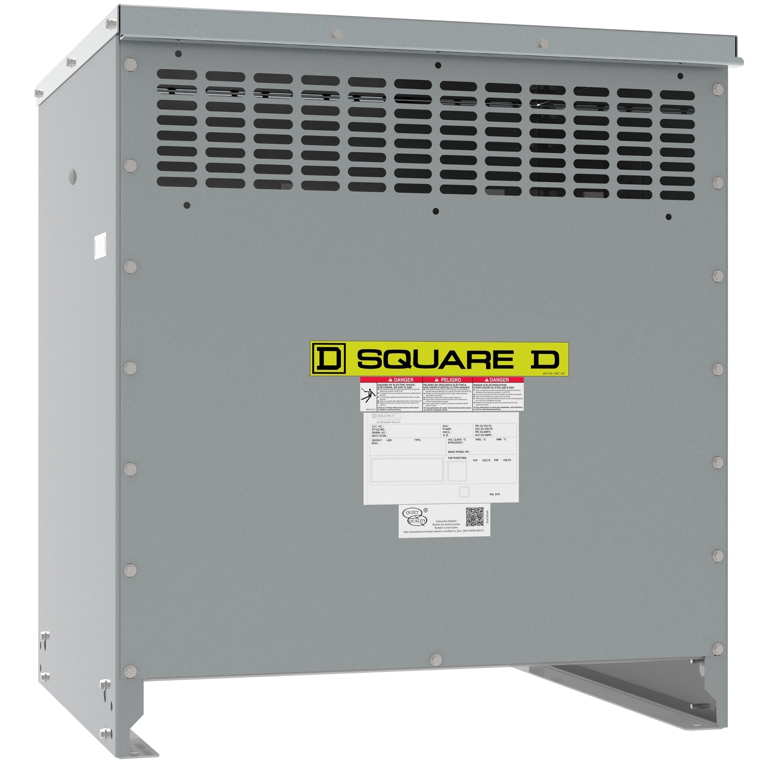 Transformer, dry type, DOE 2016, 75kVA, 3 phase, 480V delta primary, 208Y/120V secondary, 20M, 150C rise, Cu