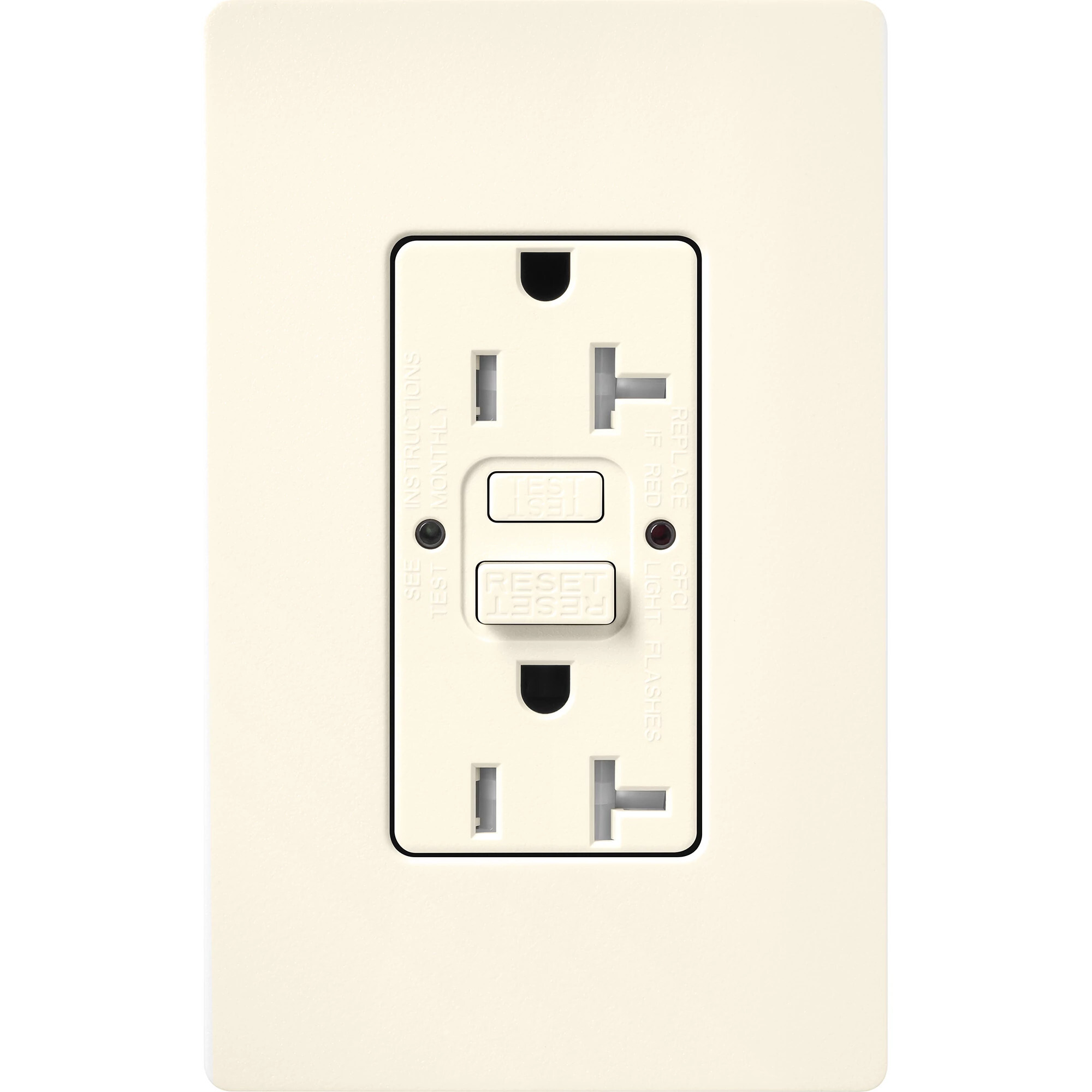Lutron Claro Tamper-Resistant GFCI Duplex Receptacle, 20-Amp, Biscuit