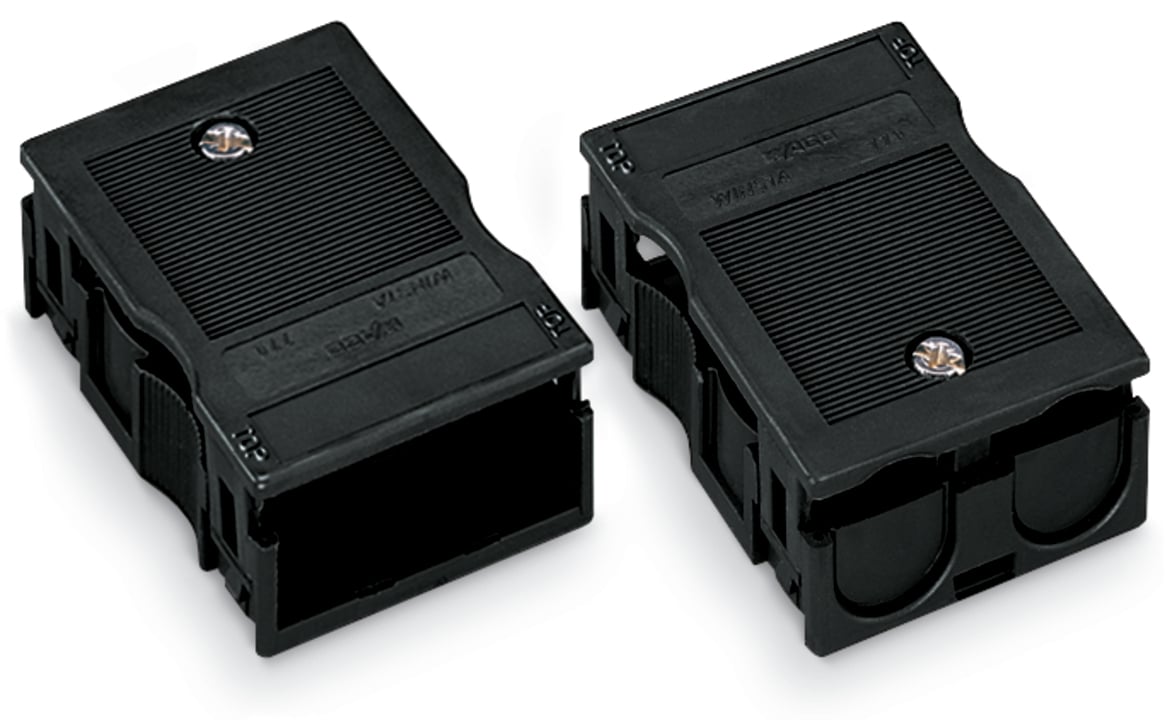 Strain relief housing; 3-pole; for 2 cables; 8.0  11.5 mm; 55 mm; black