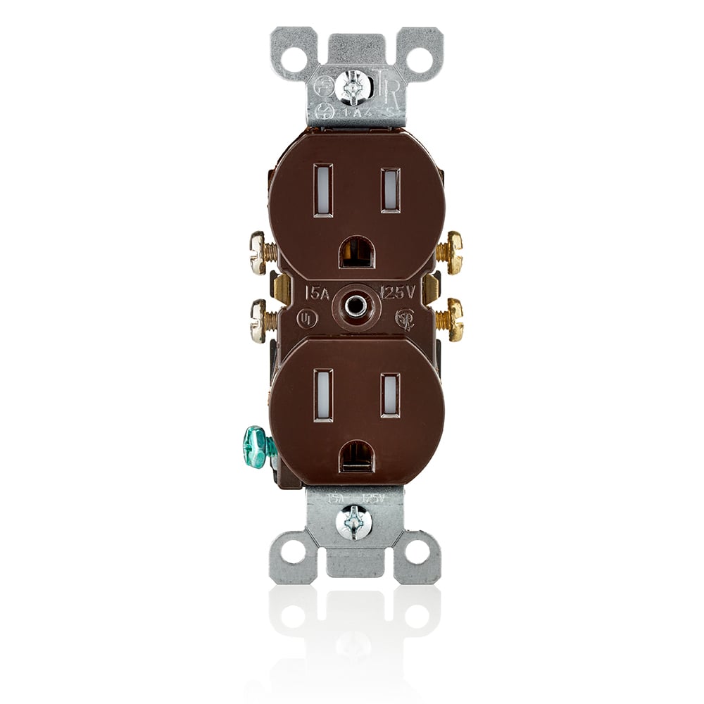 15 Amp, 125 Volt, Tamper Resistant, Duplex Receptacle, Residential Grade, Grounding, Brown