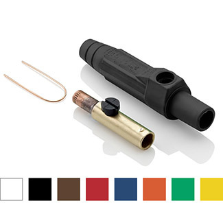 Rhino-Hide 15 Series Female Plug, Contact & Insulator, Cam-Type, Detachable, Crimp Tube, #8 - #4 AWG, 140 Amp Max, Type 3R "While-in-Use"=Black