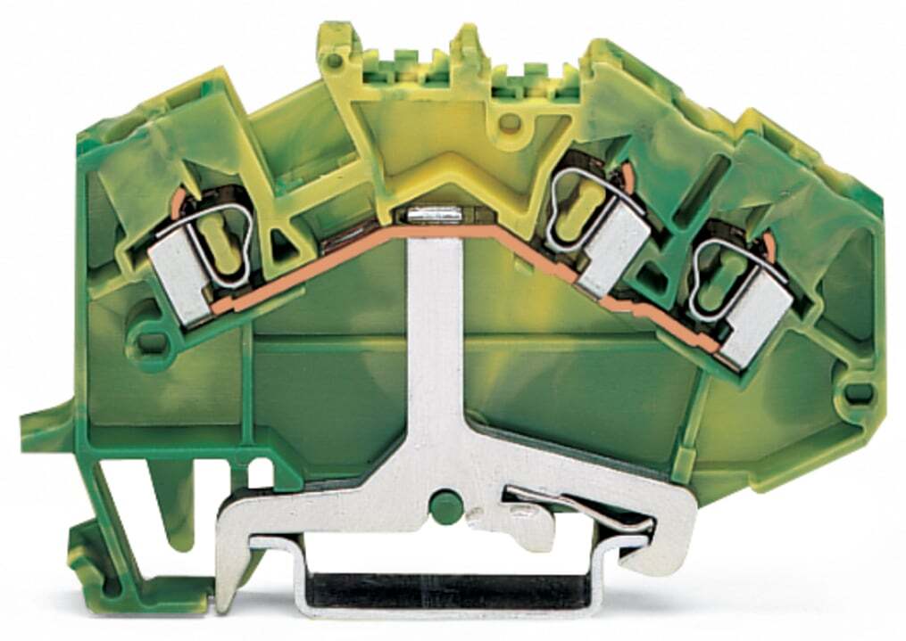 3-conductor ground terminal block; 2.5 mm; center marking; for DIN-rail 35 x 15 and 35 x 7.5; CAGE CLAMP; 2,50 mm; green-yellow