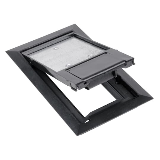 Recessed Service Floor Box Cover, Length 8-1/8 Inches, Width 5-1/8 Inches, Black, Polycarbonate with 5/32 Inch Steel Plate