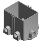Two Gang Flush Service Floor Box, 74 Cubic Inches, Length 5-1/2 Inches, Width 7 Inches, Depth 3-5/8 Inches, 3/4 Inch Conduit Hubs, Plastic