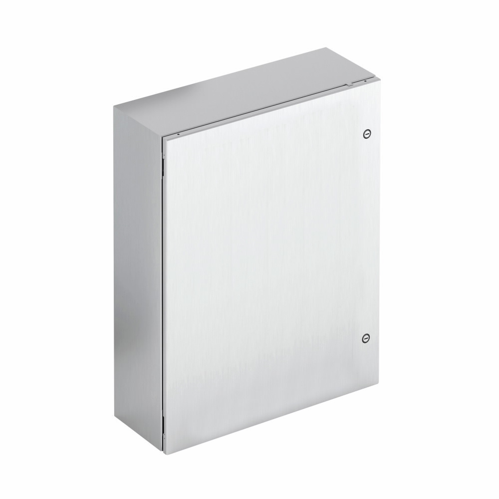 Eaton B-Line series wall mounted panel enclosure,24" height,8" length,24" width,NEMA 4X,Hinged cover,SDSS4 enclosure,Wall mount,Medium single door,Thru holes,opt. external mounting feet,304 stainless steel,Seamless poured in-place gasket