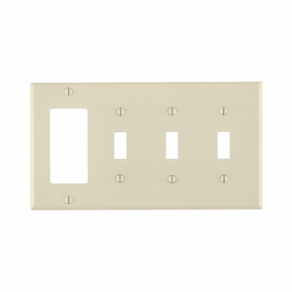 4-Gang 3-Toggle Decora/GFCI Device Combination Wallplate, Light Almond