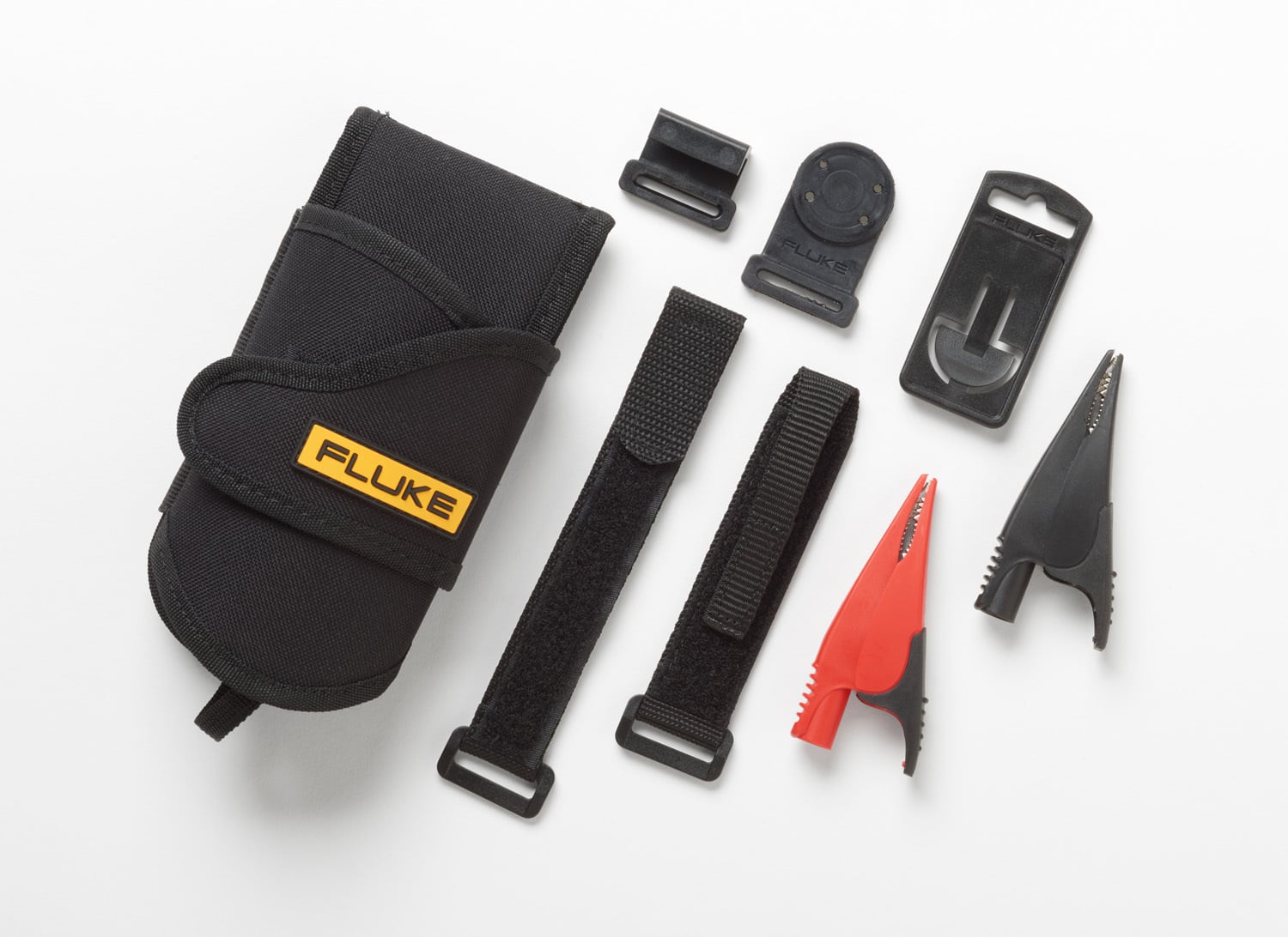Starter kit for the electrical professional who owns the new Fluke T6 Electrical Tester or is thinking of buying one.  Includes the new H-T6 holster for the T6, AC285 alligator clips for hands free connections, and Fluke's most popular accessory, the TPAK meter hanging kit.