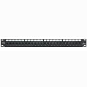 24-Port CAT 6 Quickport Standard Patch Panel, 24 Cat 6 Black Jacks Included