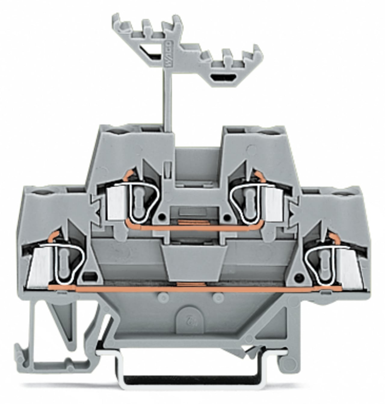 Double-deck terminal block; Through/through terminal block; for DIN-rail 35 x 15 and 35 x 7.5; 2.5 mm; CAGE CLAMP; 2,50 mm; gray/gray