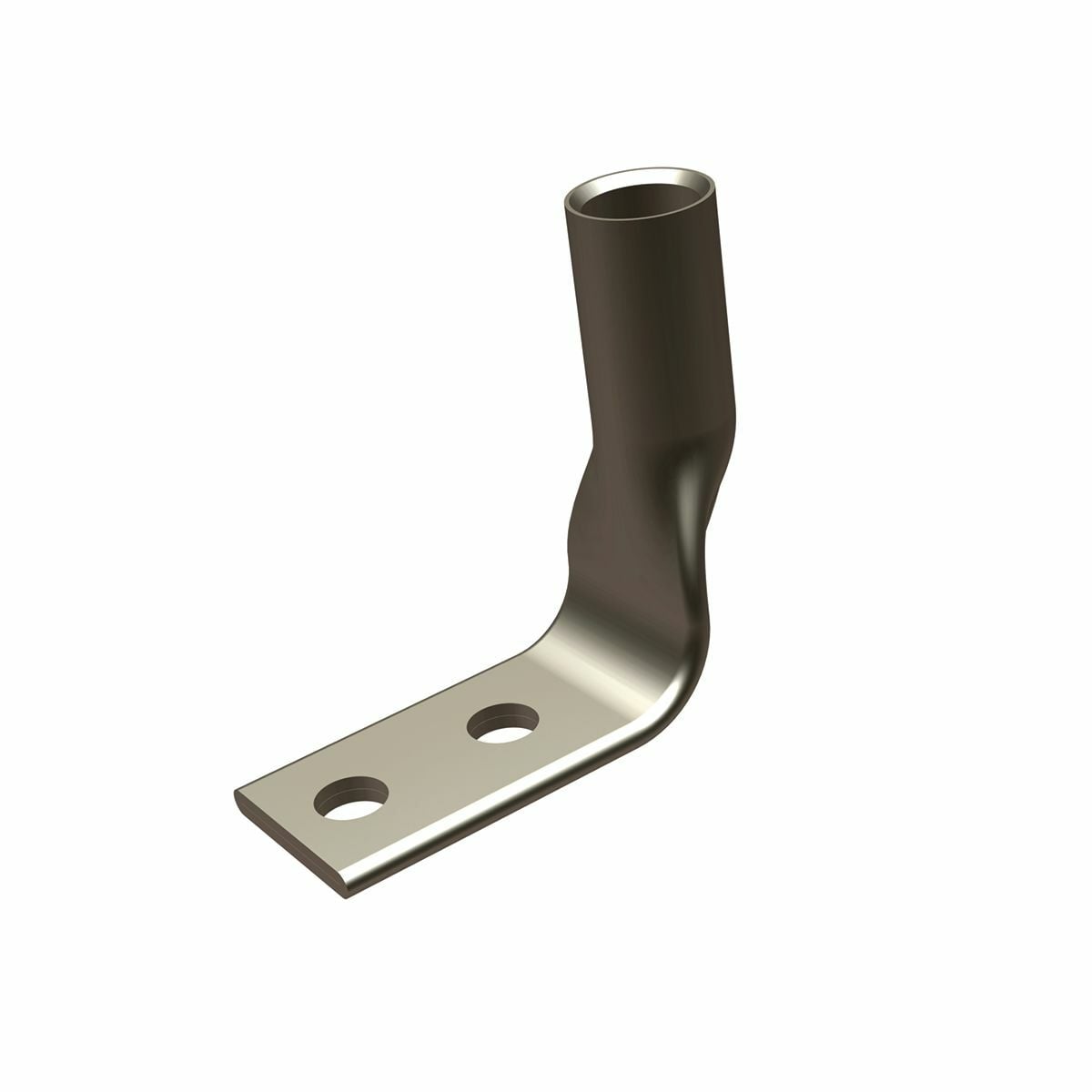2 AWG CU, Two Hole, 1/4 Stud Size, 5/8 Hole Spacing, Standard Barrel, Inspection Window, Narrow Tongue Internal Chamfer, Tin Plated, UL/CSA, 90?C, Up to 35kV, Brown Color Code, 10 Die Index, 90 Degree.