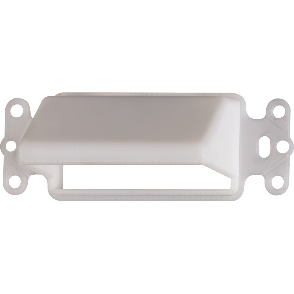 Reversible non metallic cable entrance hood for existing cables. Single Gang. Color White. Decorator Device Style. Includes two #6 screws. Horizontal.