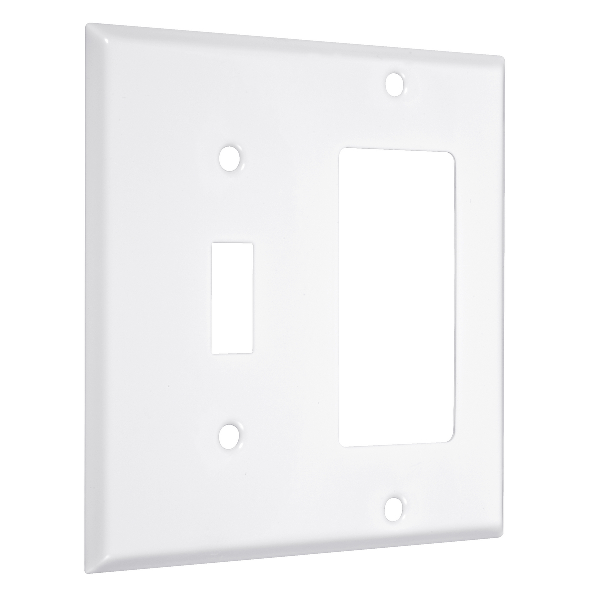 2Gang Metal Wallplate, Standard, Toggle/Decorator, White Smooth
