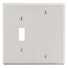Wallplate, 2-Gang, 1) Toggle 1) Blank, Light Almond