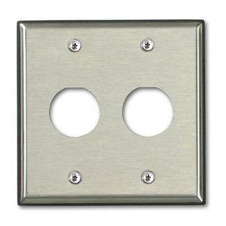 DuraPort Industrial Stainless Steel Wallplate, dual gang, 2-port.  Connector housing and cap not included.
