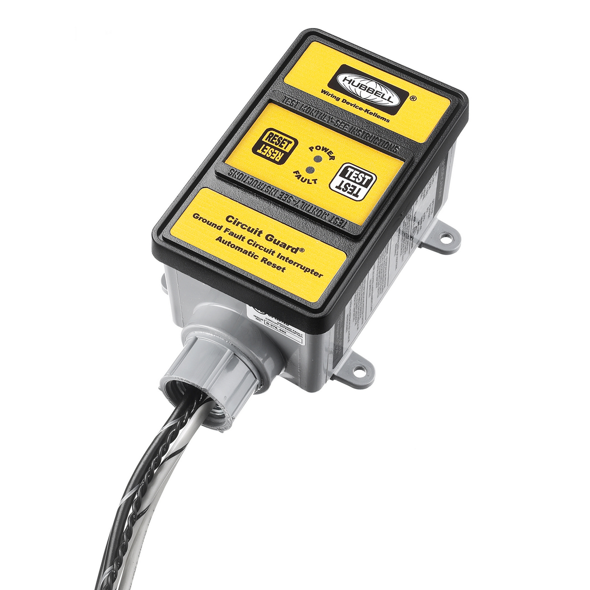 Extra Heavy Duty Industrial Circuit Guard Hardwired GFCI, 30A 3-Phase 208V AC, Automatic Set, Yellow