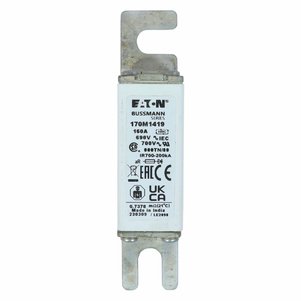 Fuse-link, high speed, 160 A, AC 690 V, DIN 000, aR, DIN, IEC, single indicator, live gripping lugs