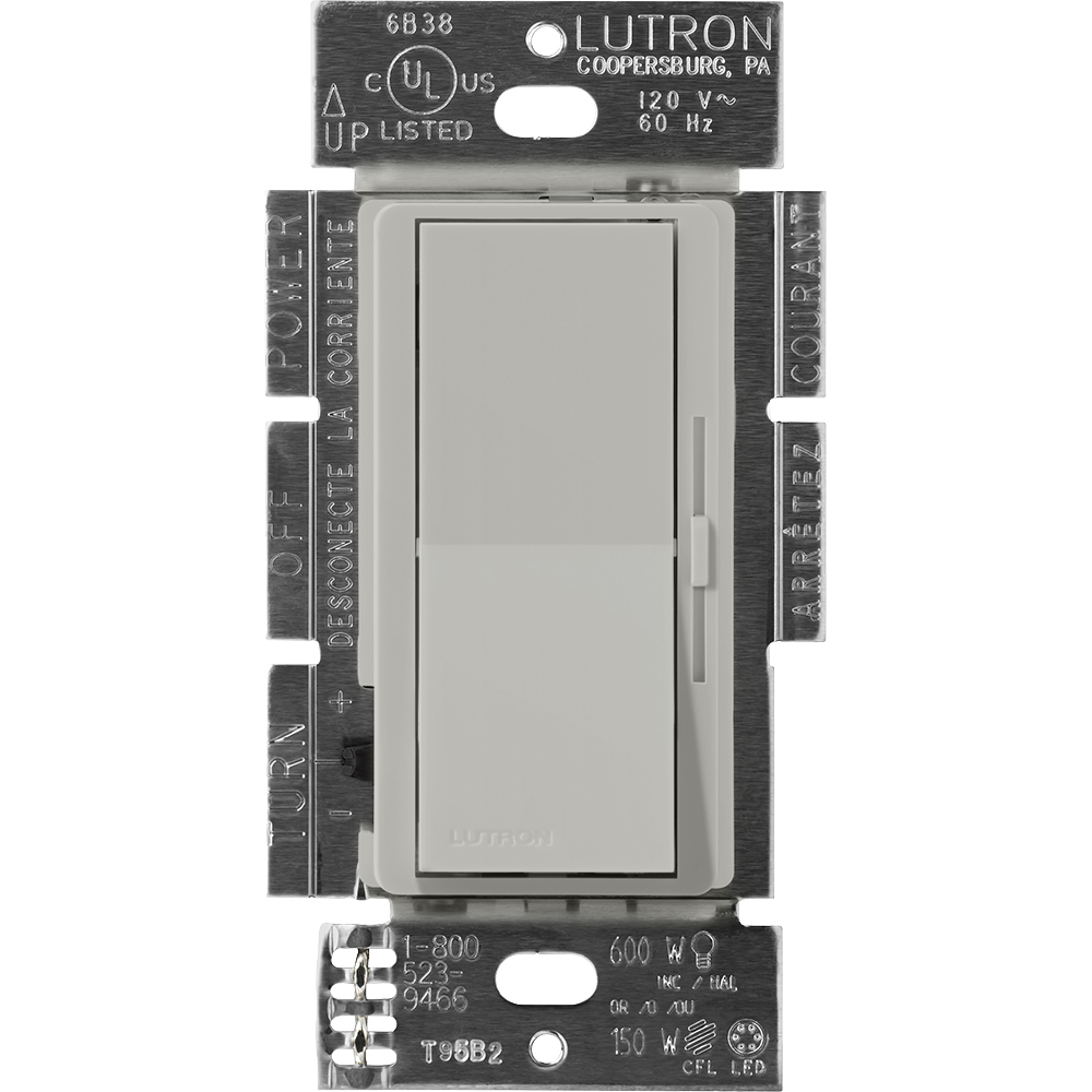 Diva Dimmer - Satin Finish, Magnetic Low-Voltage, Single-pole, 120V/600VA (450W) in pebble