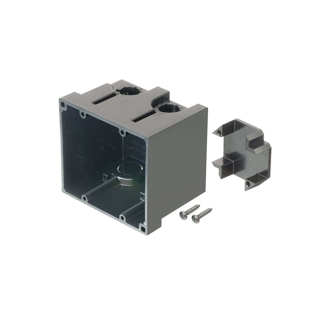 Non-metallic two gang box for use with our SLIDERBAR (p/n: SL18). Comes with 2-gang box, installation screws, and slider clip. SLIDERBAR not included.