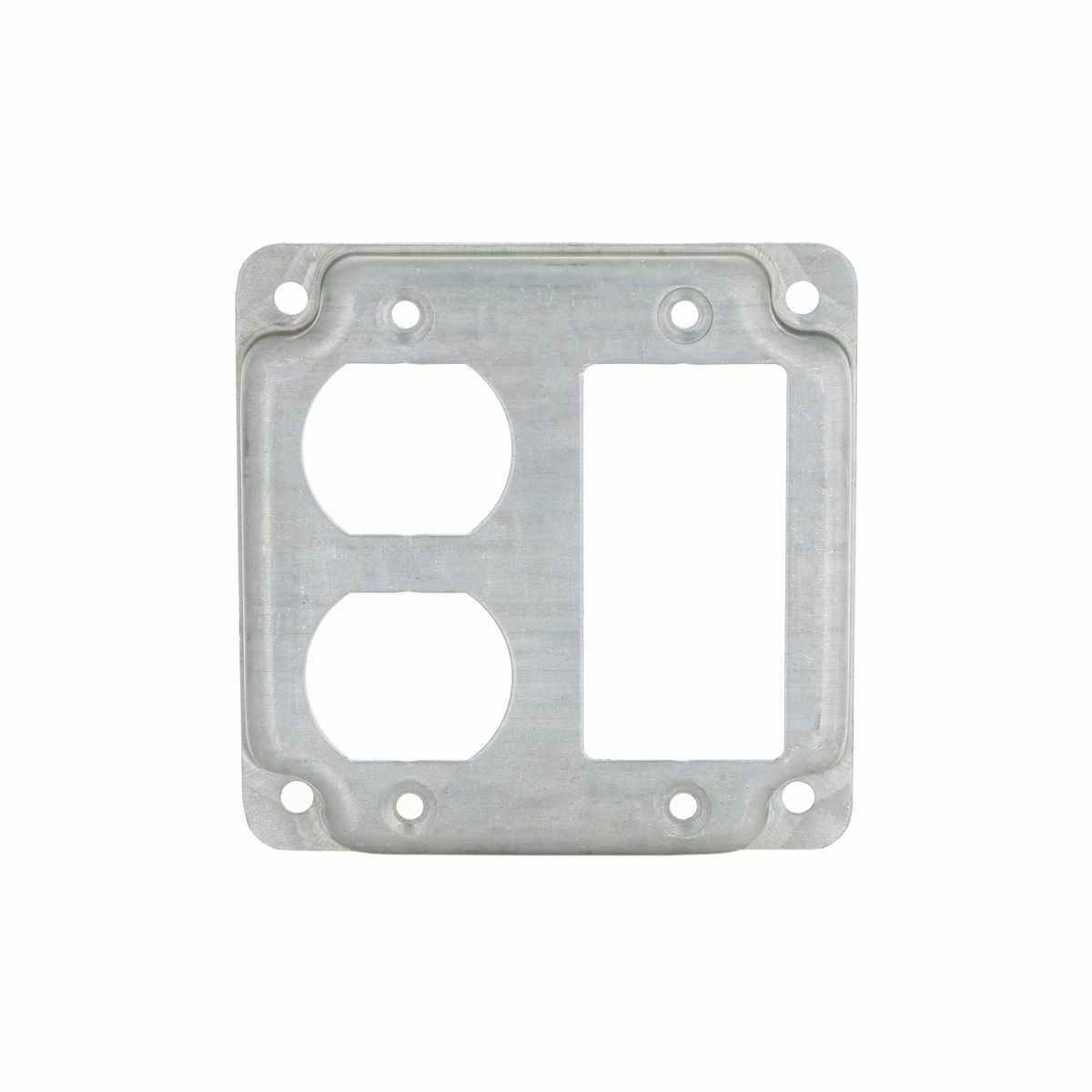 4 In. Square Exposed Work Covers - Raised 1/2 In., 1 GFCI and 1DuplexReceptacle