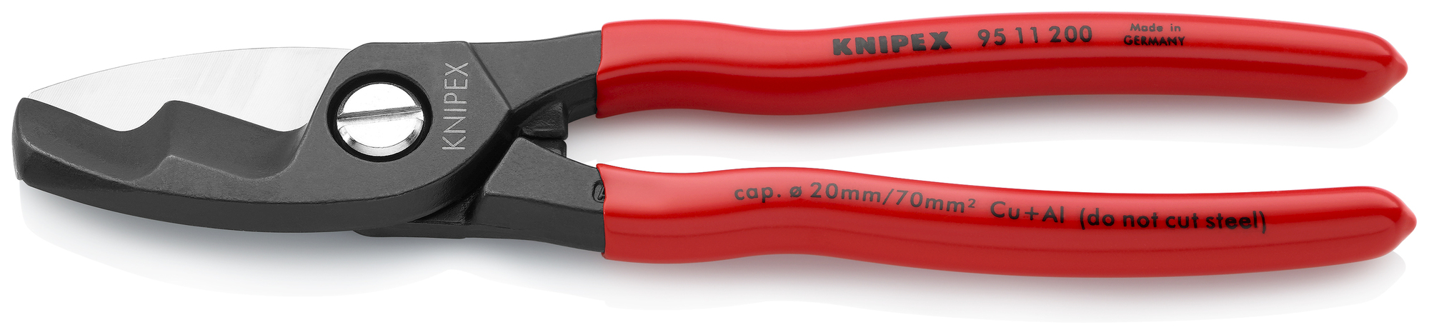 Cable Shears-Twin Cutting Edges, 8 in., Plastic Coating, Bulk