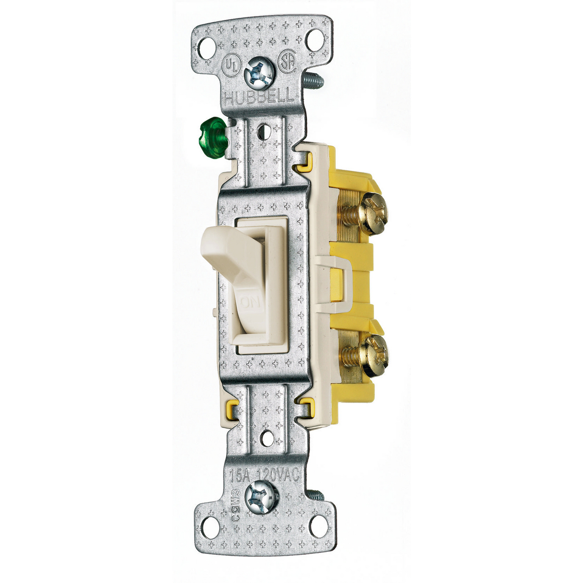 RS115ILLA RS Series Compact Illuminated Residential Grade Self-Grounding Standard Toggle Switch, 120 V, 15 A, 1800 W Power Rating, 2-Position Contact