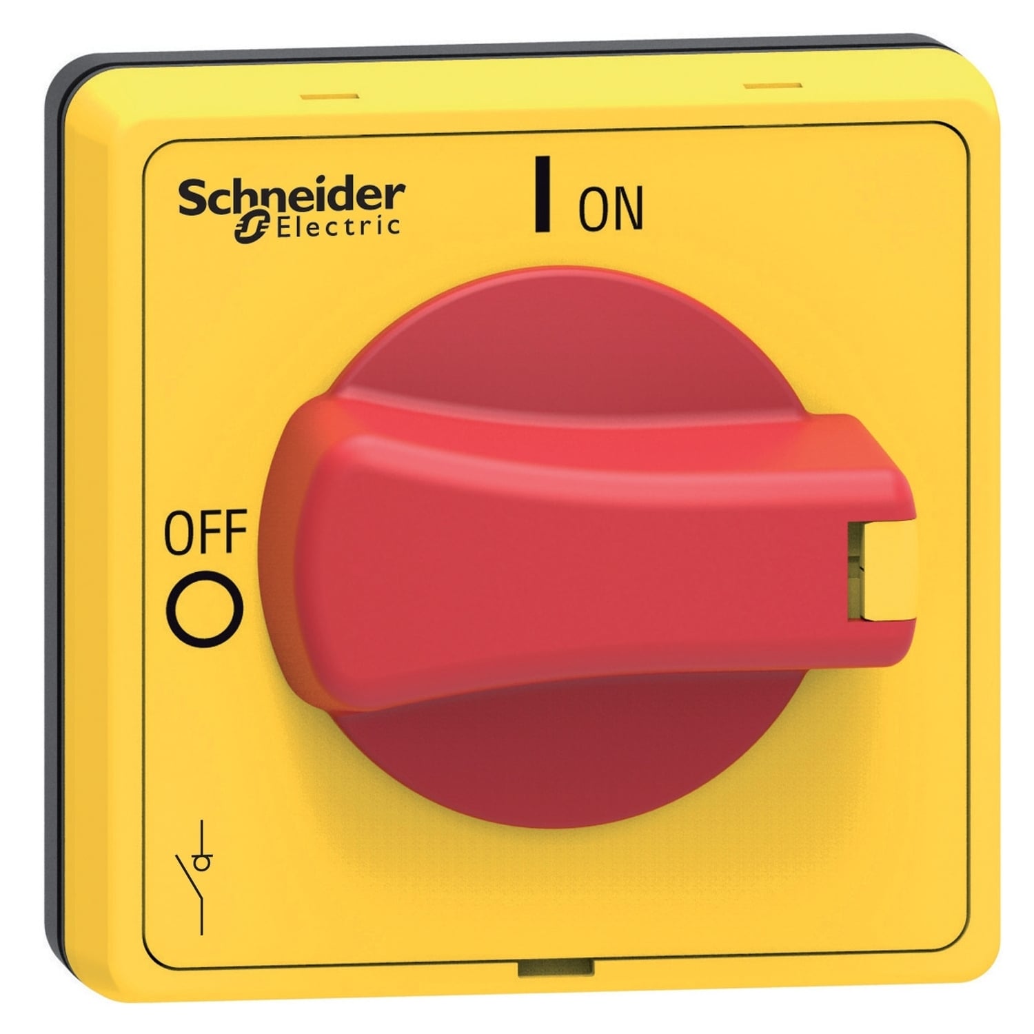 Disconnect switch, TeSys VLS, protruding rotary handle, screw mounting, 48x48 mm, red handle, 5 mm shaft