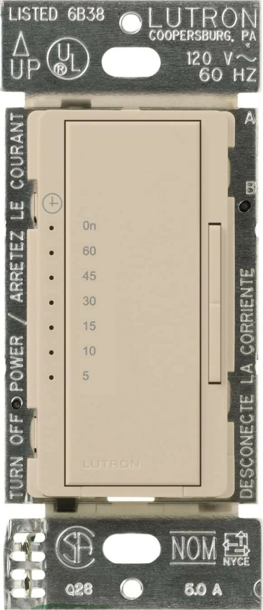 Maestro Countdown Timer, Multi-location/single-pole, neutral required, 120V/600W/VA (5A) in taupe