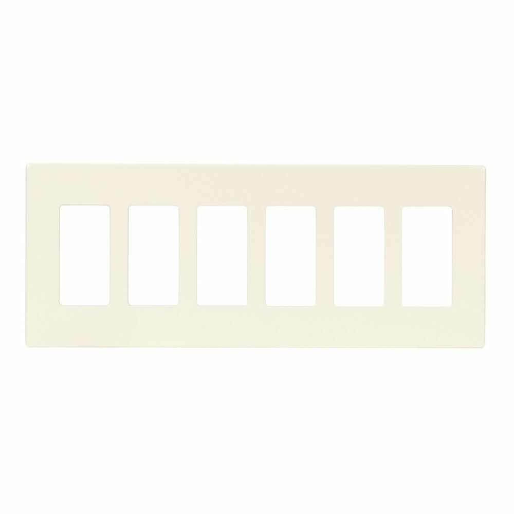 Eaton Screwless wallplate, Screwless, Lt. Almond, Decorator Cutout, Polycarbonate, 6-Gang, Mid-size