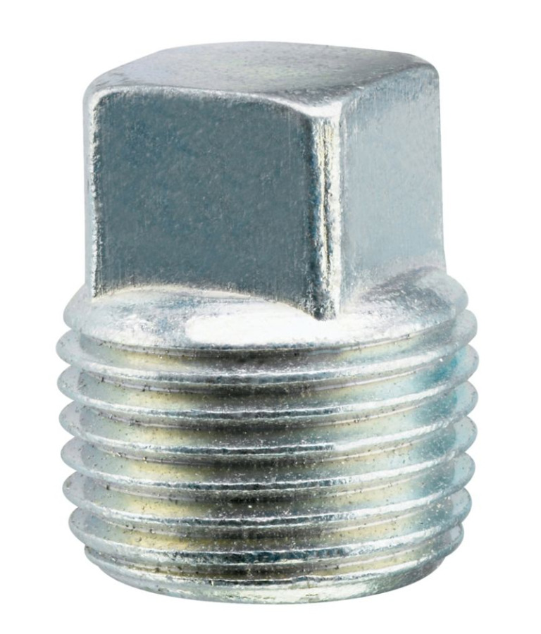PLG55M Square Head Threaded Conduit Plug, 1-1/2 in, For Use With Conduit Hub and IMC/Rigid Conduit, Cast Iron, Chromate Treated Electro-Galvanized