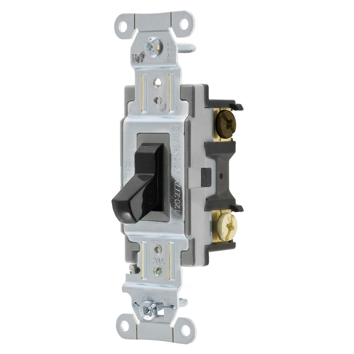 Toggle Switch, Commercial Grade, Three Way, 20A 120/277V AC, Back and Side Wired