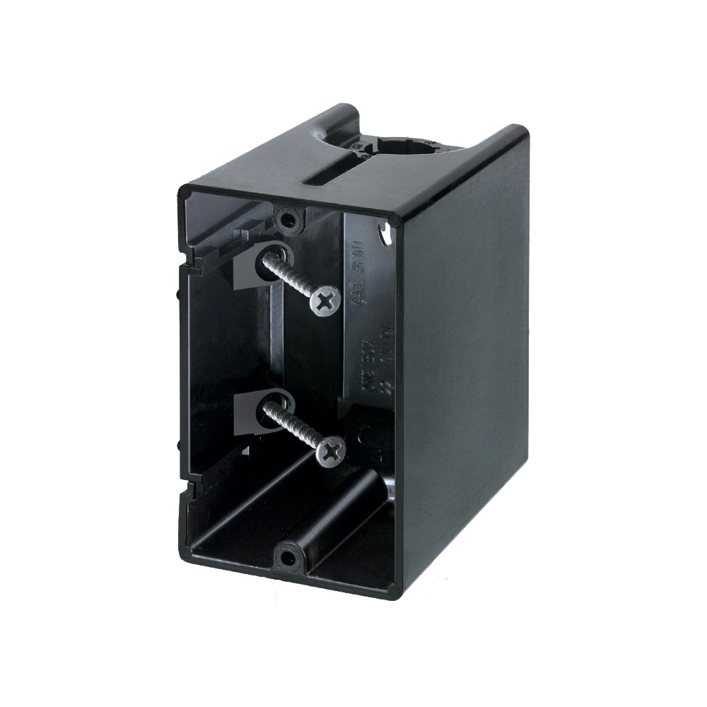 One Box Non-Metallic outlet boxes. Single Gang. Vertical. 22.5 cu. in. With Grounding Clip.