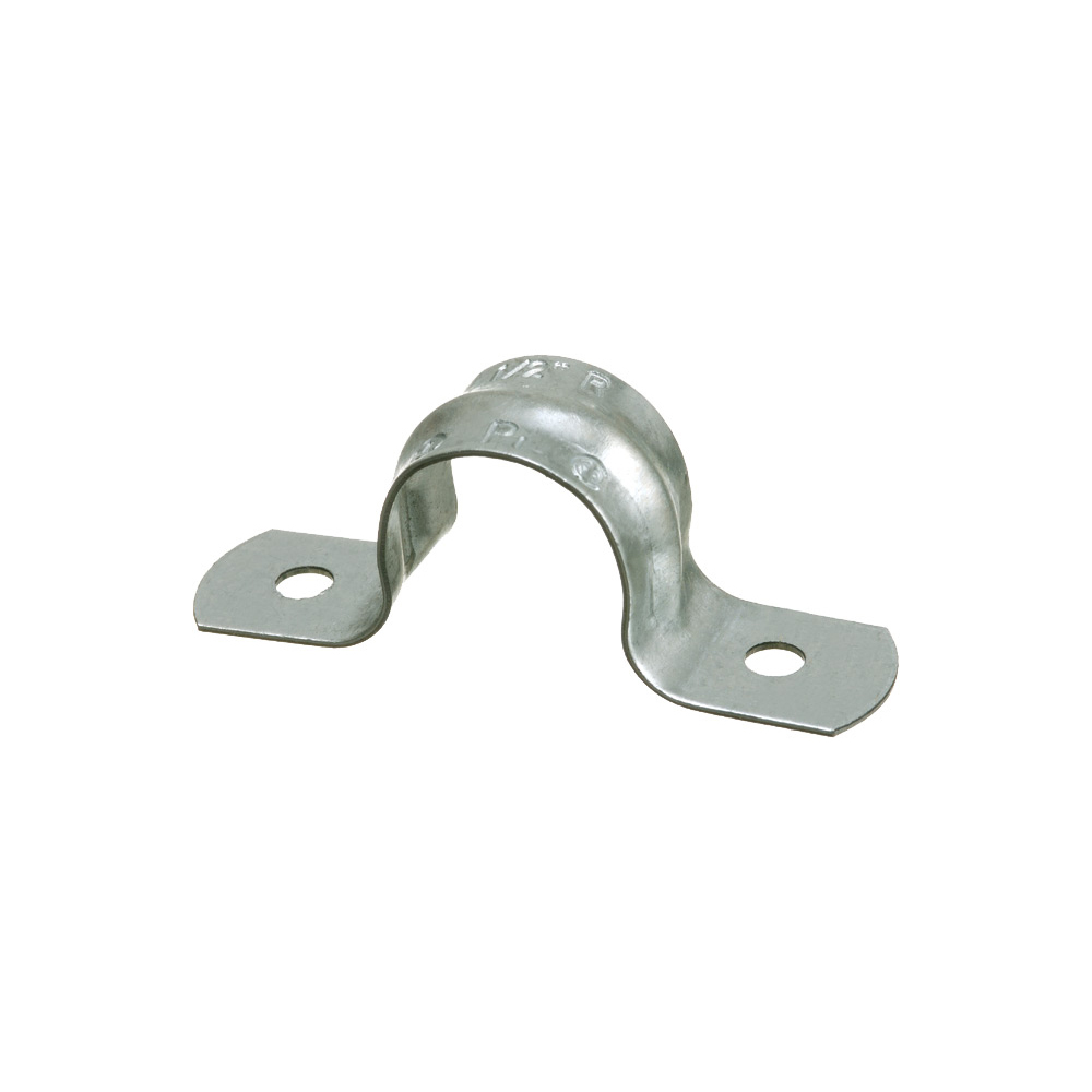 1/2" 2-Hole RIGID STRAP, Snap on type, plated steel.