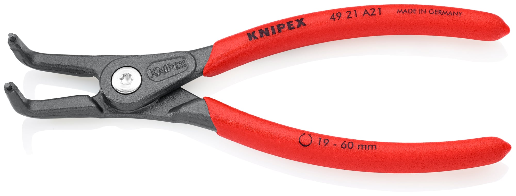 External 90° Angled Precision Snap Ring Pliers, 12 in., Non-slip plastic, 1/8 in. Tips