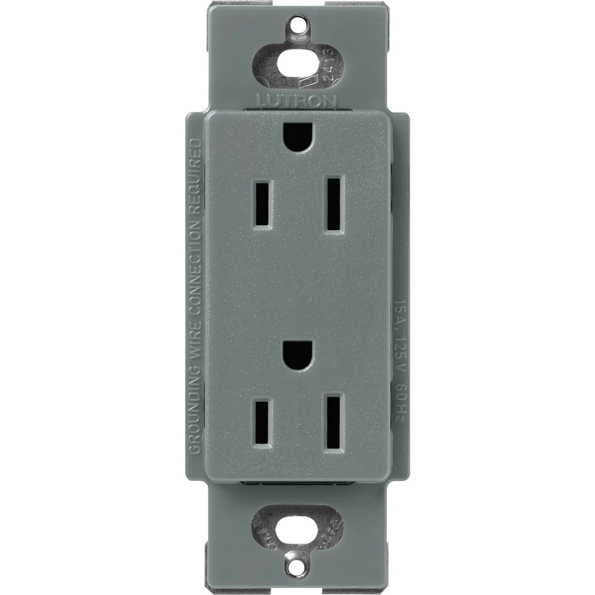 Lutron Claro 15 Amp Duplex Outlet, Slate