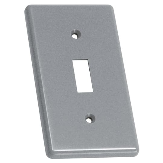 One-Gang Handy Box Toggle Switch Cover, Length 4.30 Inches, Width 2.38 Inches, Thickness 0.25 Inch, Color Gray, Material Non-Metallic