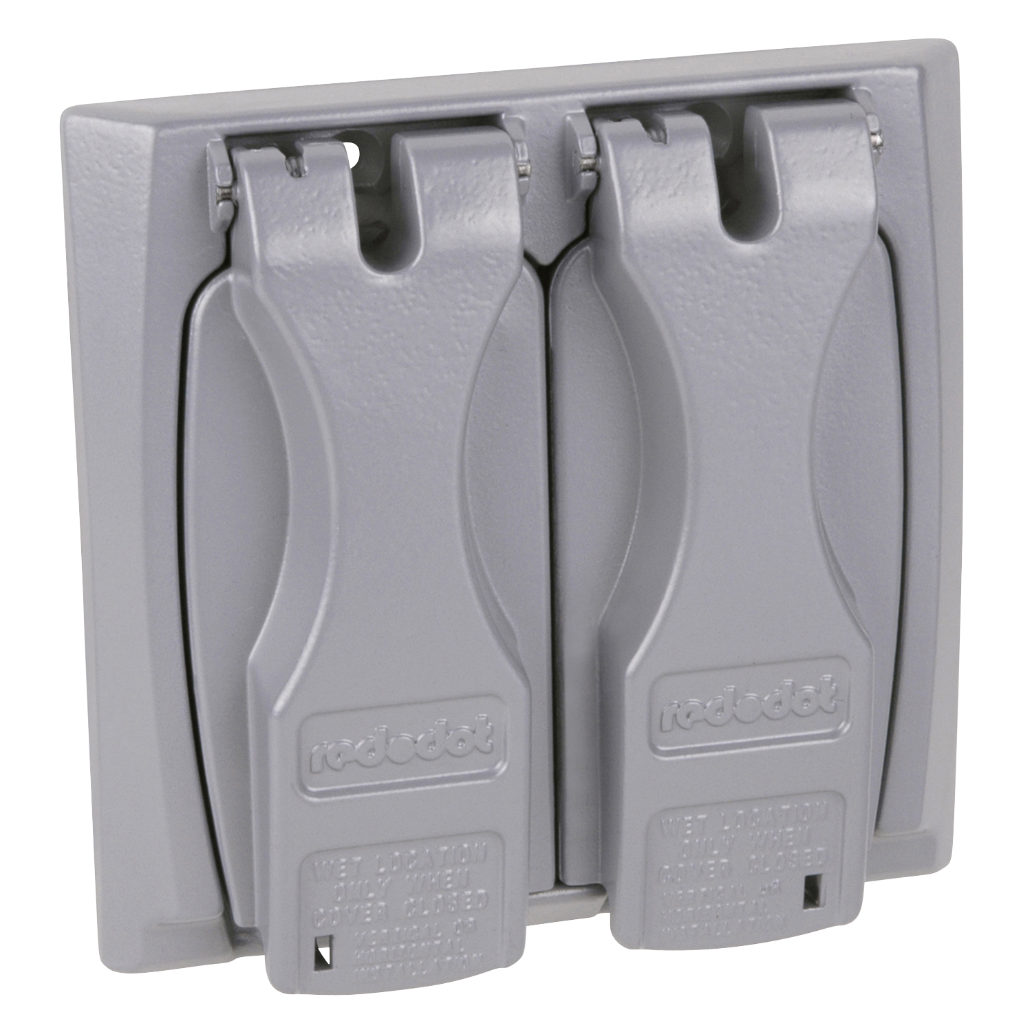 Two Gang Universal Flip-Lid Weatherproof Receptacle Cover, White, Die Cast Zinc