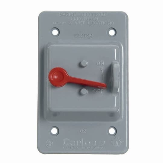 Vertical Mount Toggle Switch Box Cover, Length 4.75 Inches, Width 3 Inches, Material Polycarbonate, Color Gray