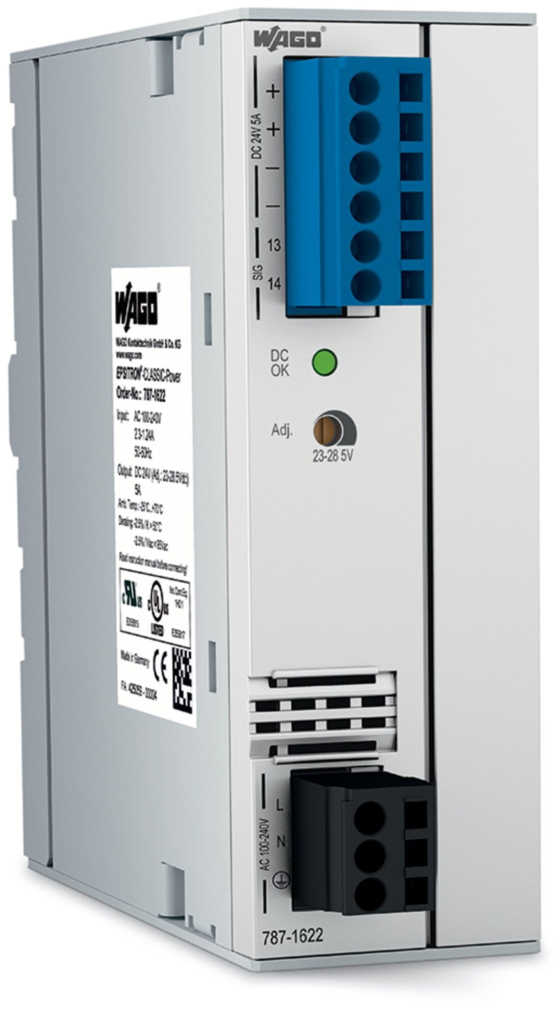 Switched-mode power supply; Classic; 1-phase; 24 VDC output voltage; 5 A output current; TopBoost; DC OK contact
