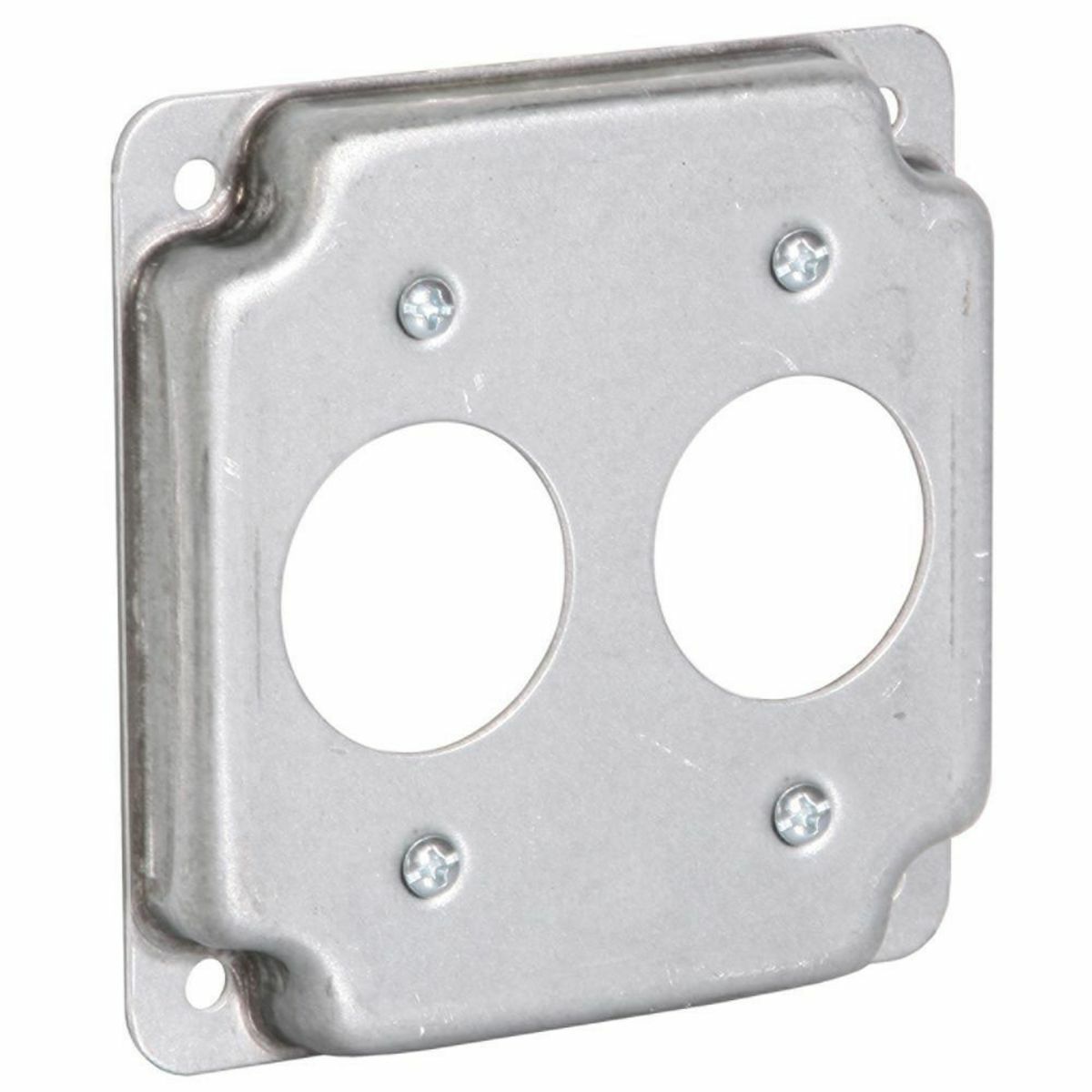 4 In. Square Exposed Work Covers - Raised 1/2 In., 2 Receptacles1.406In. Dia.