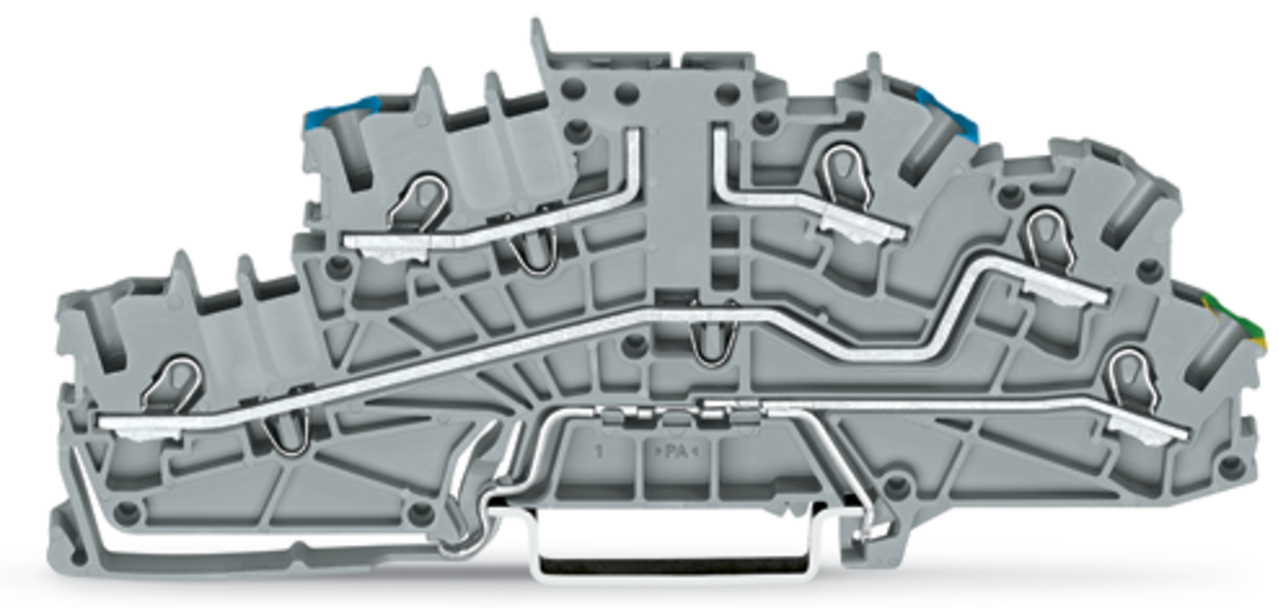 Multilevel installation terminal block; with operating slots; 2.5 mm; Carrier terminal block without knife; N/L/PE; Push-in CAGE CLAMP; 2,50 mm; gray