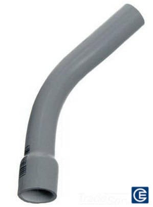PVC Elbow with Belled End, 1/2 Inch Trade Size, 45 Degree Bend Angle, Standard Bend Radius, Schedule 40
