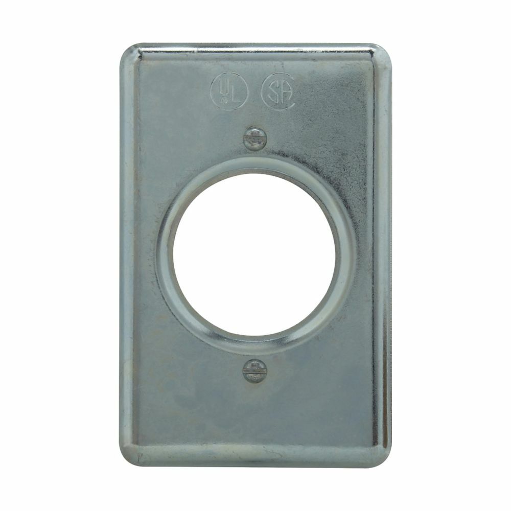 Eaton Crouse-Hinds series DS receptacle cover, Sheet steel, Surface mount, Single-gang, For flush plug receptacle requiring 1-5/8" opening diameter