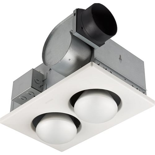 Broan Two-Bulb Heater/Ventilation Fan 70 CFM, (2) 250W BR40 Infrared Bulbs, 4.0 Sones