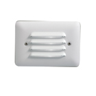 3000K PURE-WHITE LED MINI STEP LIGHT - Designed to be integrated into outdoor steps. Casts a low, even spread of energy efficient LED light. With louvered faceplate in Textured White.