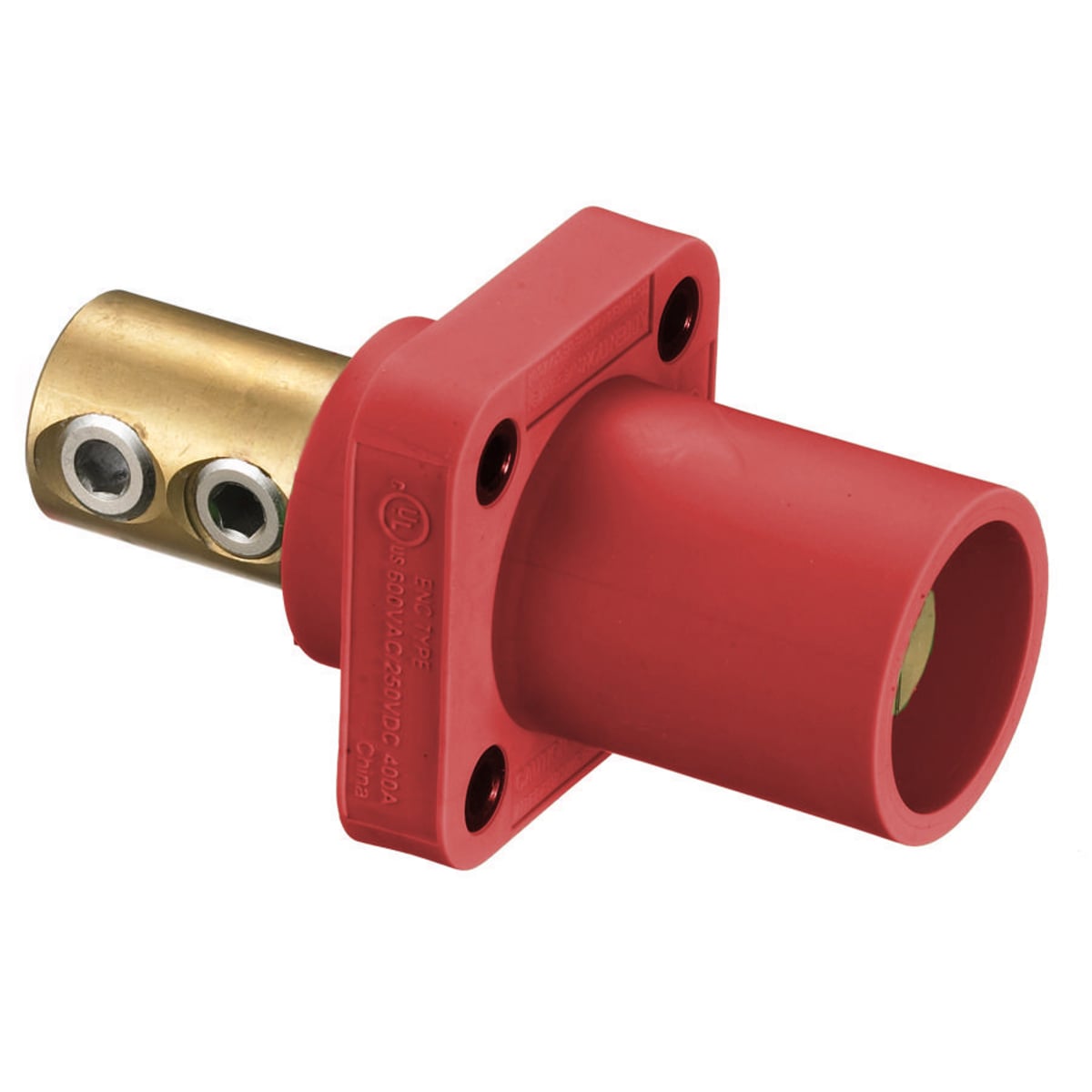 Heavy Duty Products, Single Pole Devices, Industrial Grade, Male, Receptacle, 300/400A 600V AC/DC, Single Conductor, Set Screw, Red