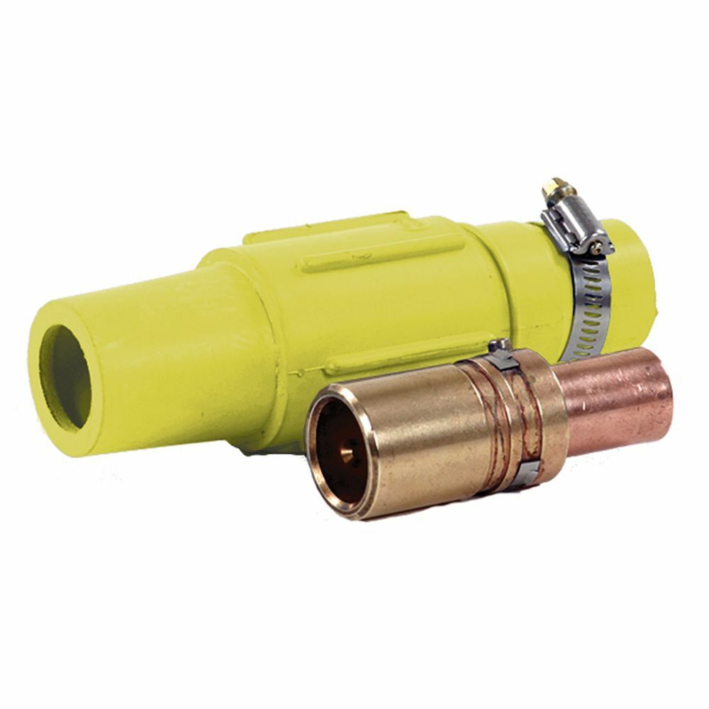 Eaton Crouse-Hinds series Cam-Lok J Series E1017 plug, Up to 340A continuous, 250 kcmil, Yellow, Crimp, Brass contacts, Female, Rubber, Vulcanized, 600 Vac/dc