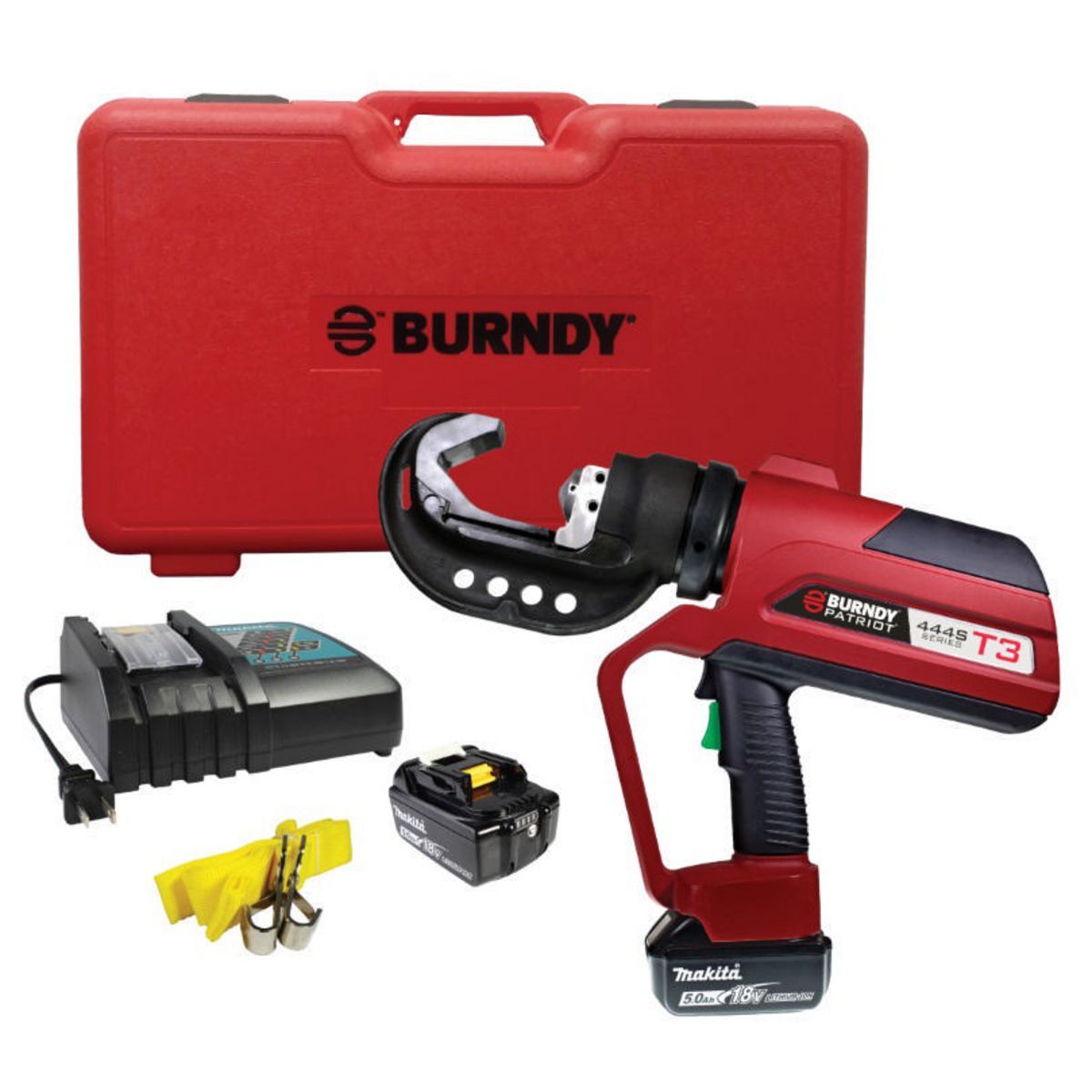 PATRIOT T3 11-Ton Battery Crimper, Dieless C-Head, (2) 5.0Ah 18V Li-Ion Batteries, 120V AC Charger, Hard Case