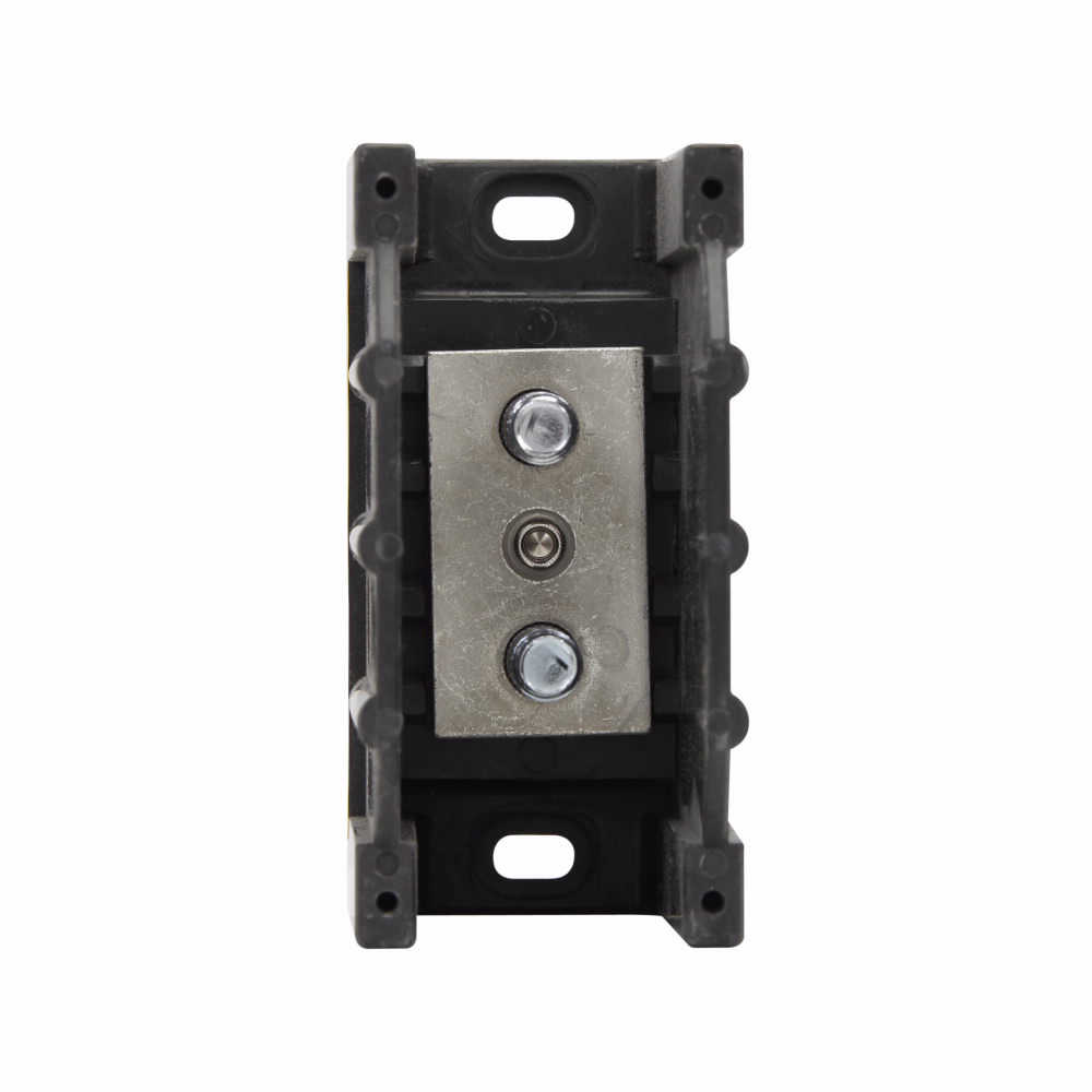 Eaton Bussmann series power terminal block, 600 Vac, 600 Vdc, 250A, Power terminal block, Single-pole, 3/8 In-16 TPI X 1-1/8 In Stud (Line/Load), SCCR: 10 kA, Black, Molded Thermoplastic Base, Tin-plated aluminum connector