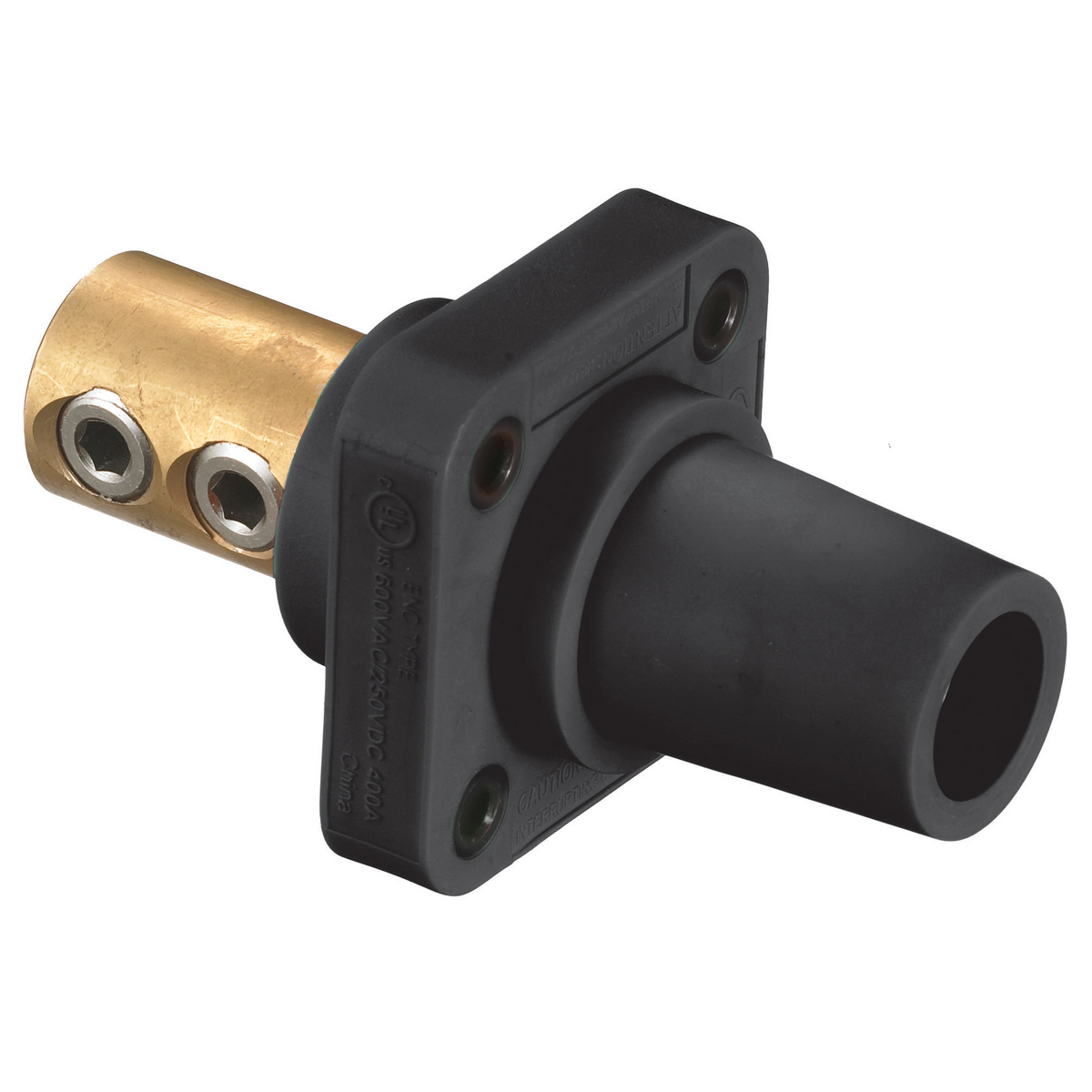 Heavy Duty Products, Single Pole Devices, Industrial Grade, Female, Receptacle, 300/400A 600V AC/DC, Single Conductor, Set Screw, Black