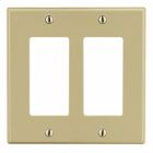 Hubbell Wiring Device Kellems, Wallplates and Box Covers, Wallplate,Non-Metallic, 2-Gang, 2) Decorator, Ivory